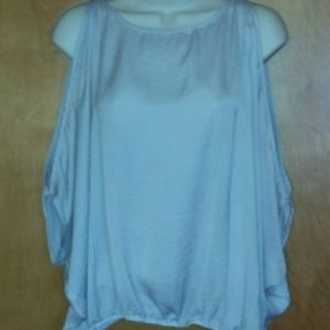 Classy cold shoulder elastic waist blouse